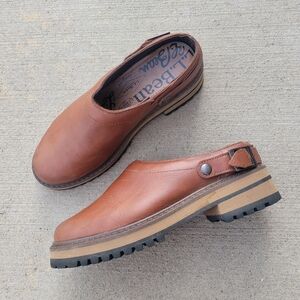 L.L. Bean  Camden Hill Clog Convertible Strap Women's‎ Brown Leather Size 7.5